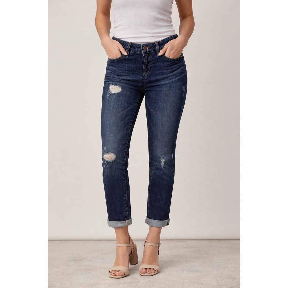 Joe's Jeans Ex-Lover Cropped Dark Blue Distressed Denim Women W26